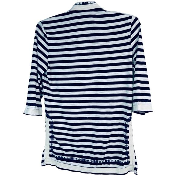 THML Navy White Stripes 3/4 Sleeve Top S - Picture 3 of 9